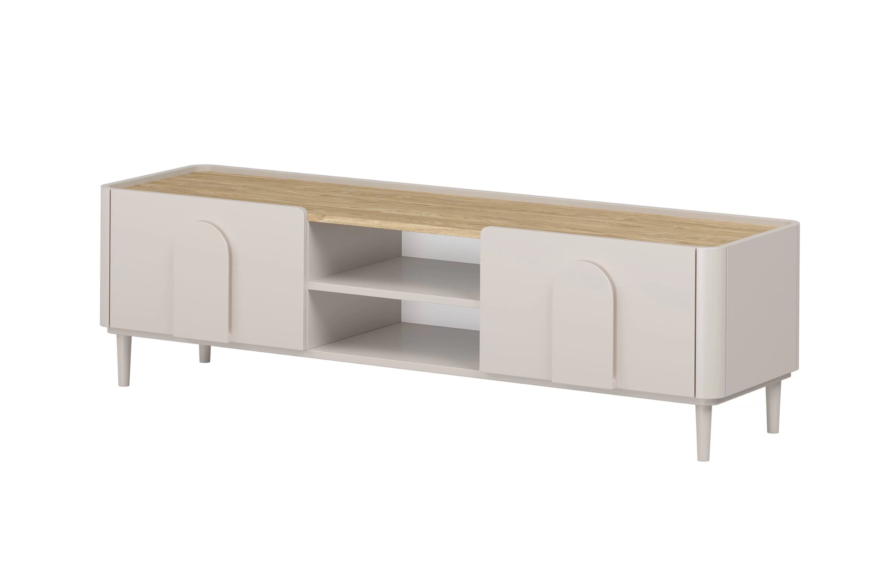 TV stolík Amilio 170 cm na nožičkách - kašmírová / dub olejovaný TV skrinka Amilio 170 cm z szuflada na nôžkach - kašmír / Dub olejowany / úchyty kašmír