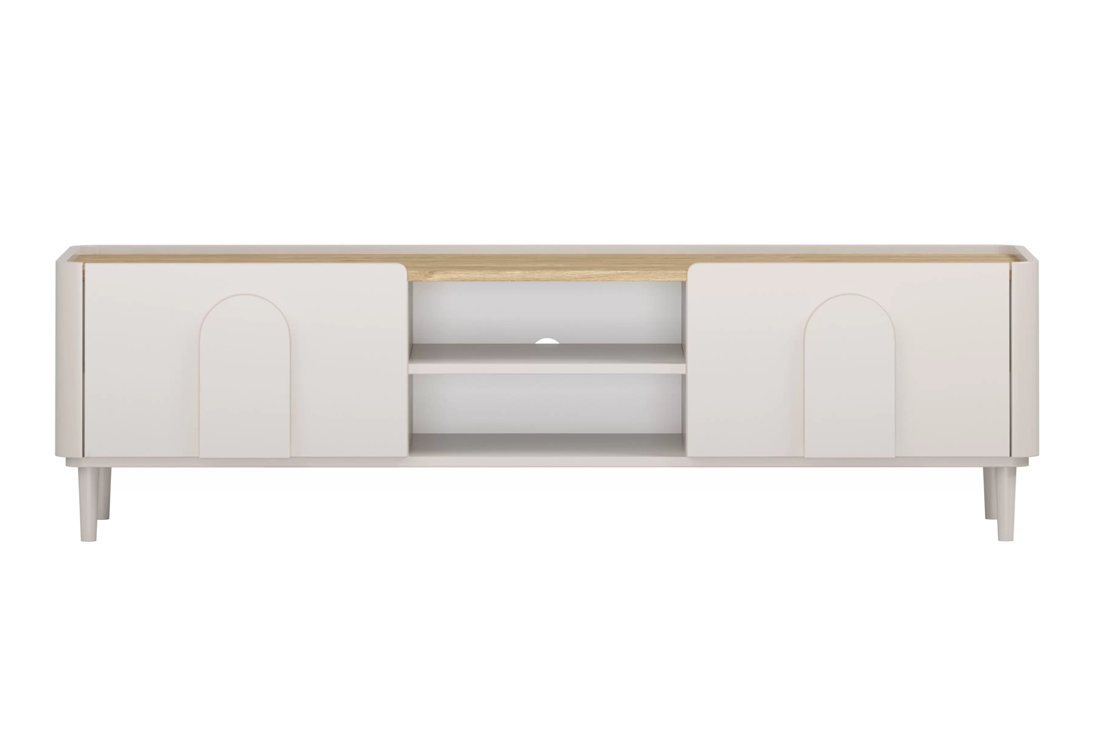 TV stolík Amilio 170 cm na nožičkách - kašmírová / dub olejovaný TV skrinka Amilio 170 cm z szuflada na nôžkach - kašmír / Dub olejowany / úchyty kašmír