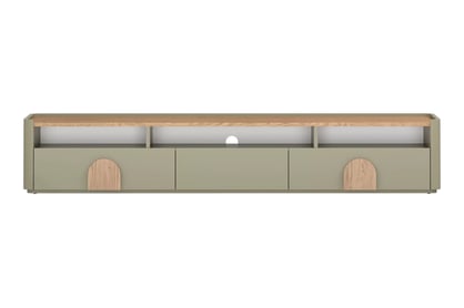 TV stolek Amilio 220 cm se zásuvkou - eukalyptus / dub baltic dune / úchyty dub přírodní skříňka RTV Amilio 200 cm se zásuvkami - eukaliptus / dub baltic dune / Úchytky dub přírodní
