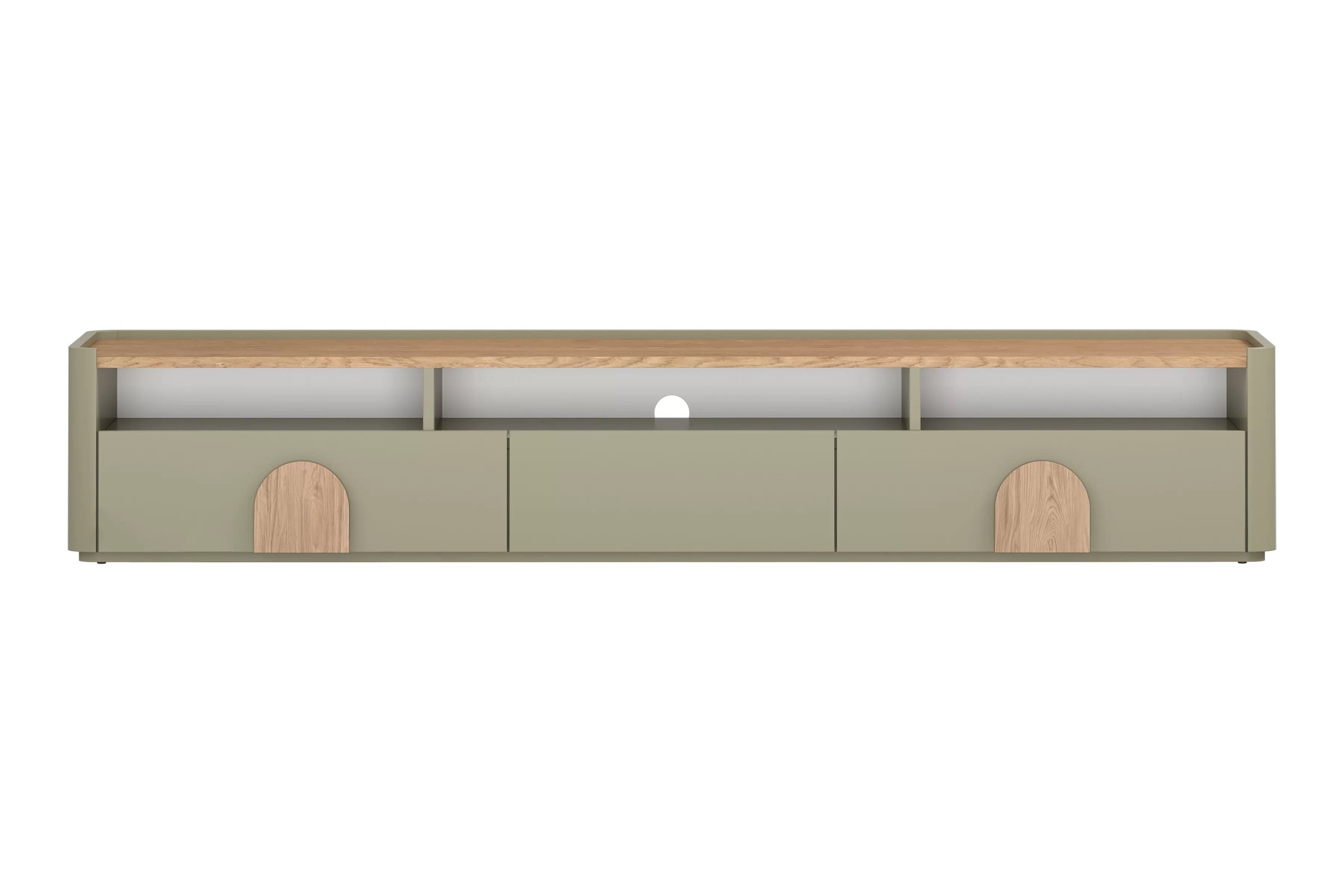 TV stolík Amilio 200 cm - eukalyptus / dub baltic dune / dub prírodný TV skrinka Amilio 200 cm so zásuvkami - eukaliptus / Dub baltic dune / úchyty Dub prírodné