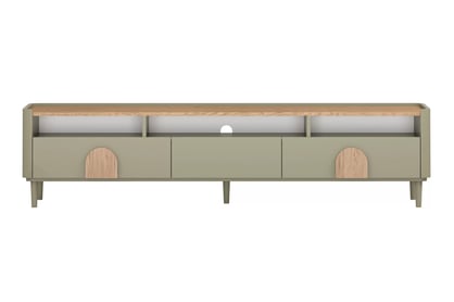 TV stolek Amilio 200 cm se zásuvkami - eukalyptus / dub baltic dune / úchyty dub přírodní skříňka RTV Amilio 200 cm se zásuvkami na nožkách - eukaliptus / dub baltic dune / Úchytky dub přírodní
