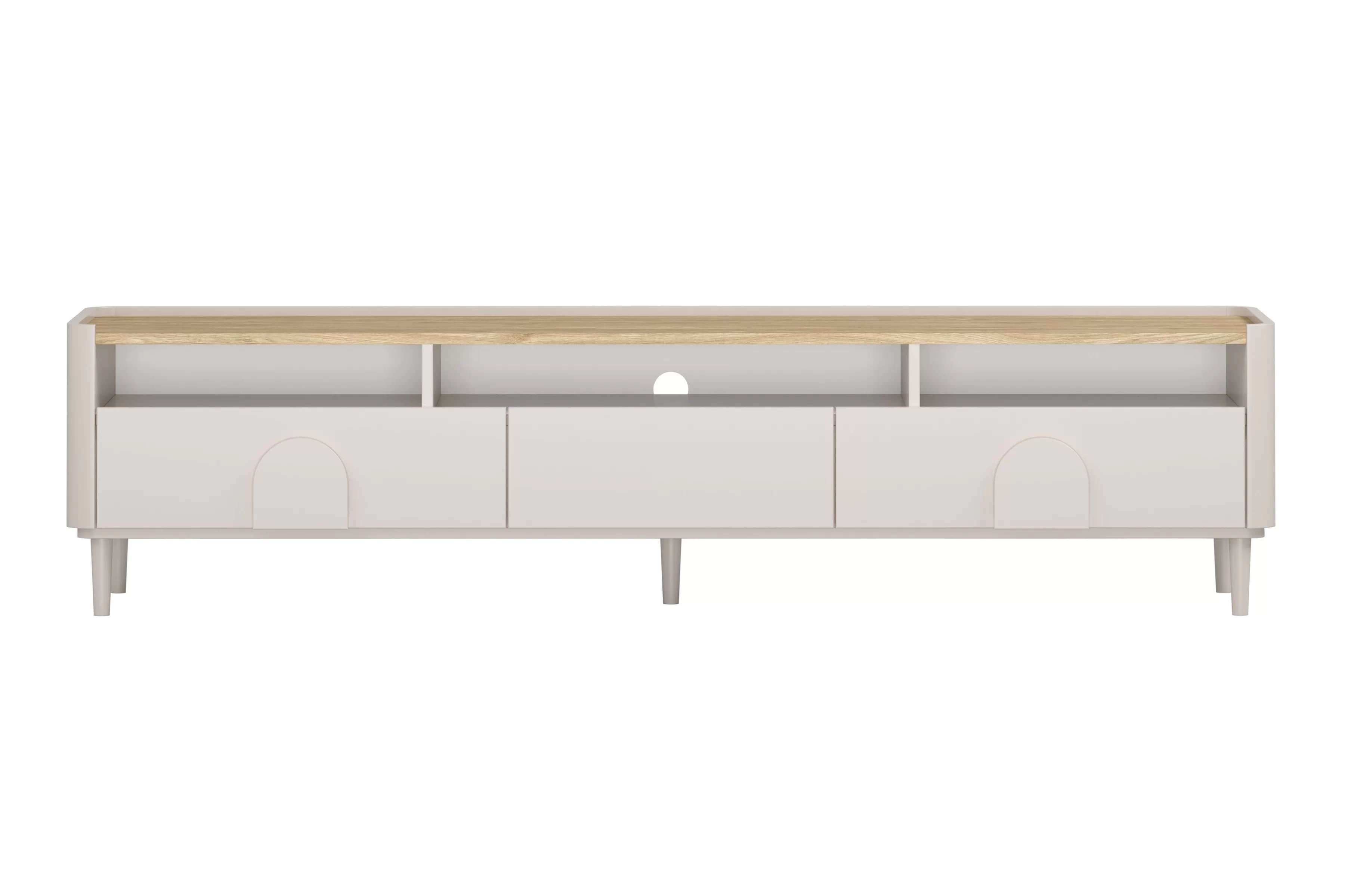 TV stolík Amilio 200 cm na nožičkách - kašmírová / dub olejovaný TV skrinka Amilio 200 cm so zásuvkami na nôžkach - kašmír / Dub olejowany / úchyty kašmír