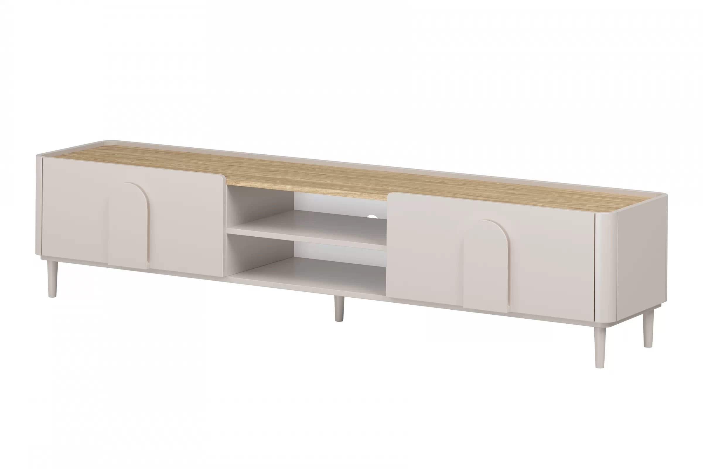 TV stolík Amilio 220 cm na nožičkách - kašmír / olejovaný dub TV skrinka Amilio 220 cm na nôžkach - kašmír / Dub olejowany - Limitovaná ponuka expozície