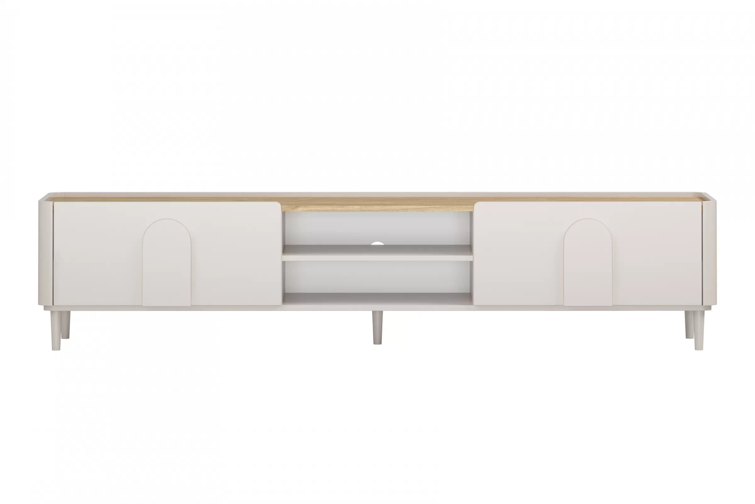 TV stolík Amilio 220 cm na nožičkách - kašmír / olejovaný dub TV skrinka Amilio 220 cm na nôžkach - kašmír / Dub olejowany - Limitovaná ponuka expozície