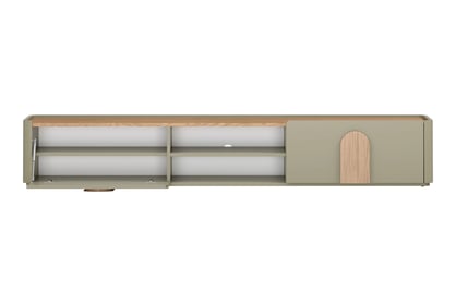 skříňka RTV Amilio 220 cm z szuflada - eukaliptus / dub baltic dune skříňka RTV Amilio 220 cm z szuflada - eukaliptus / dub baltic dune / Úchytky dub přírodní