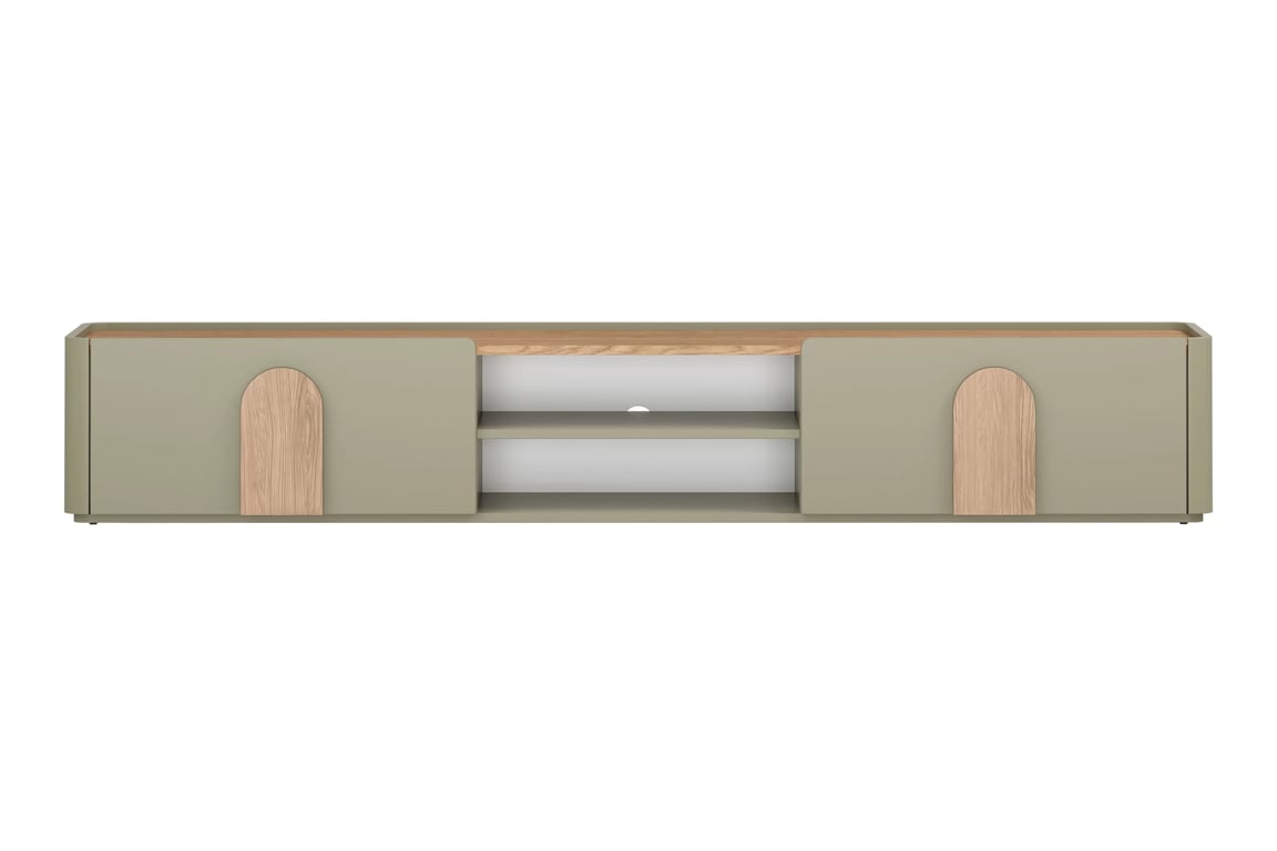 skříňka RTV Amilio 220 cm z szuflada - eukaliptus / dub baltic dune skříňka RTV Amilio 220 cm z szuflada - eukaliptus / dub baltic dune / Úchytky dub přírodní