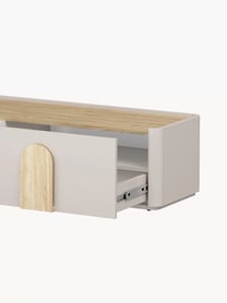 Moderní TV skříňka Amilio 220 cm s šuplíkem - kašmír / olejovaný dub / úchyty světlý dub skříňka RTV Amilio 220 cm z szuflada - kašmír / dub olejowany / Úchytky světlý dub