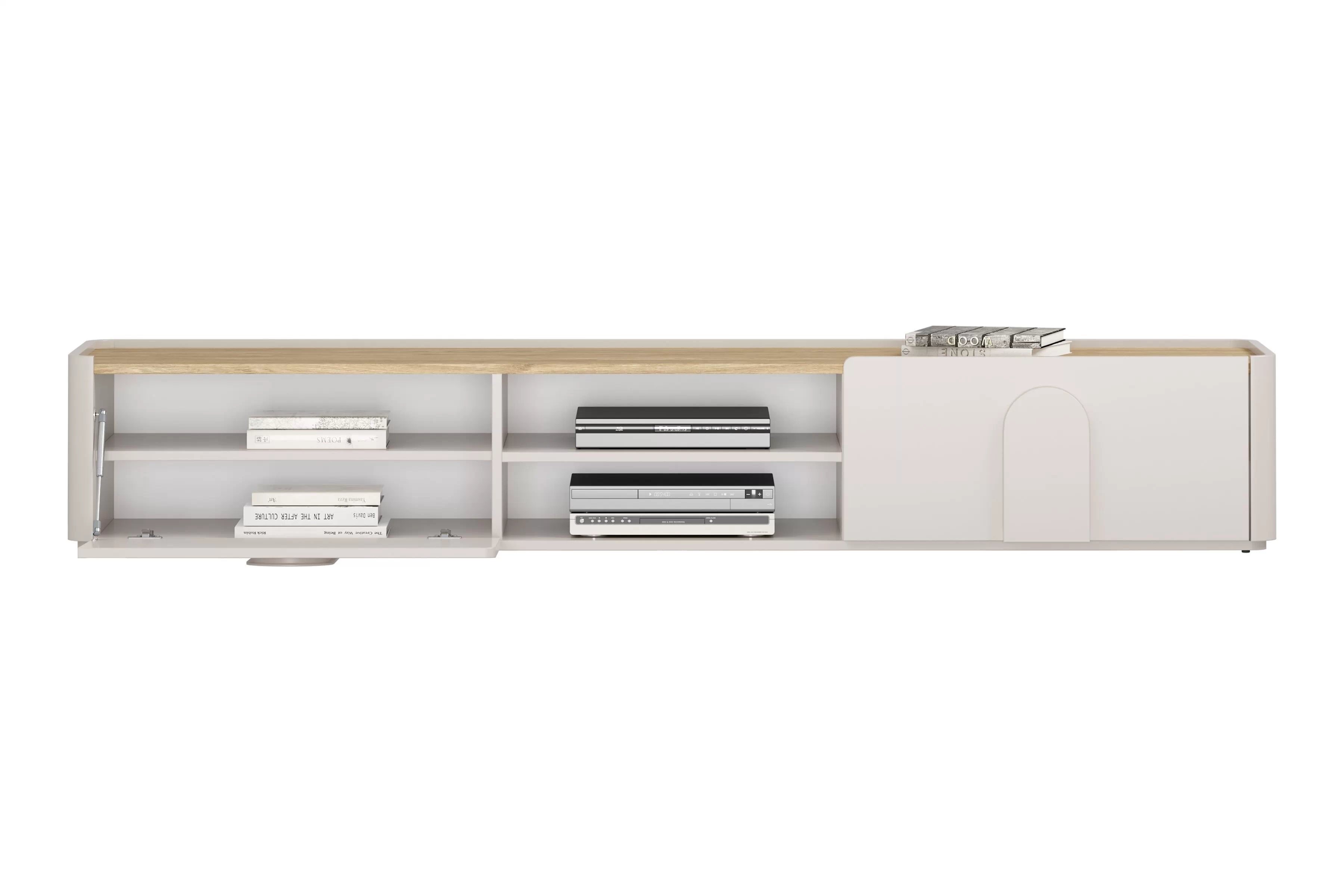 TV stolík Amilio 220 cm - kašmírová / dub olejovaný TV skrinka Amilio 220 cm z szuflada - kašmír / Dub olejowany / úchyty kašmír