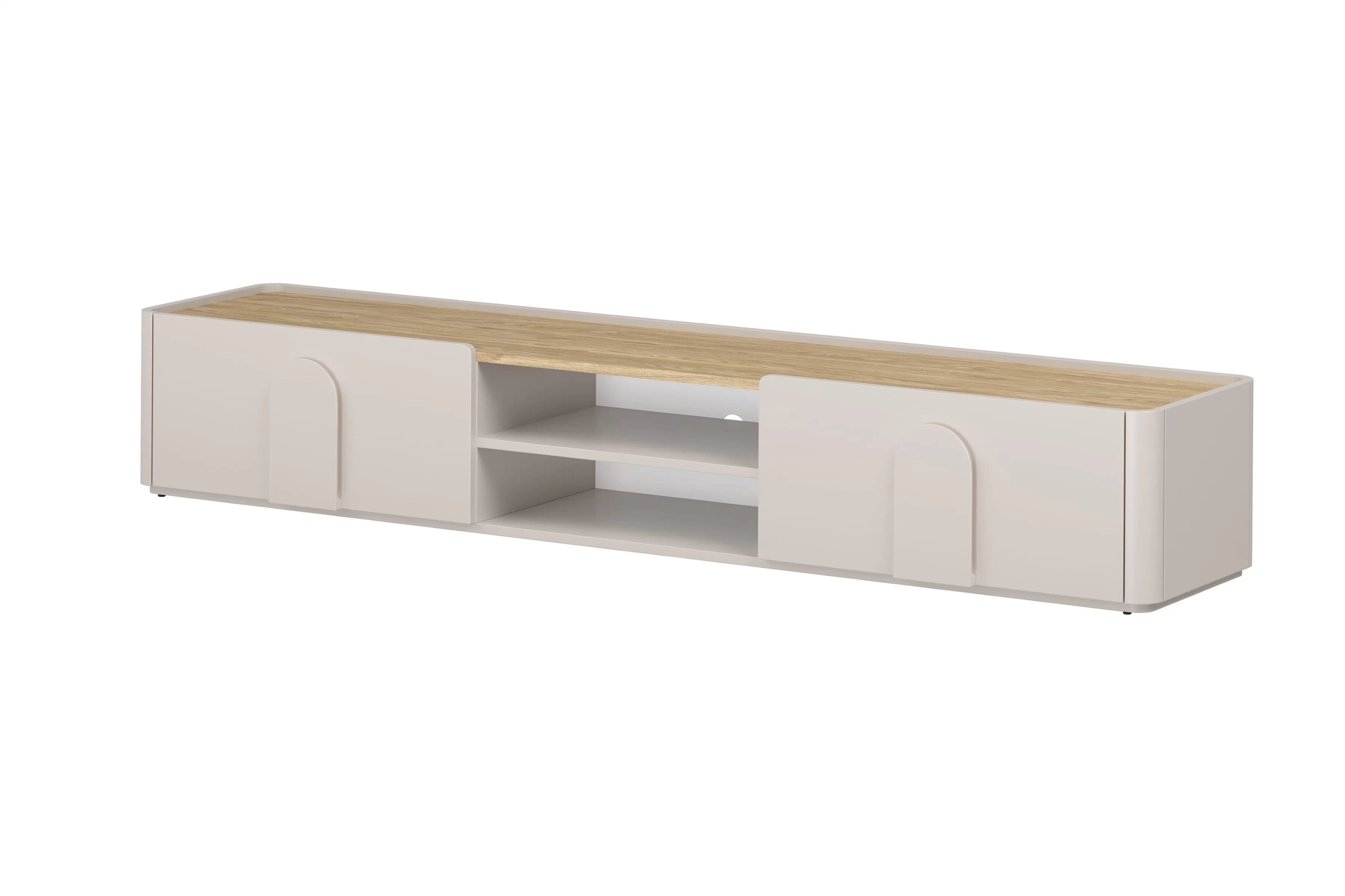 TV stolík Amilio 220 cm - kašmírová / dub olejovaný TV skrinka Amilio 220 cm z szuflada - kašmír / Dub olejowany / úchyty kašmír