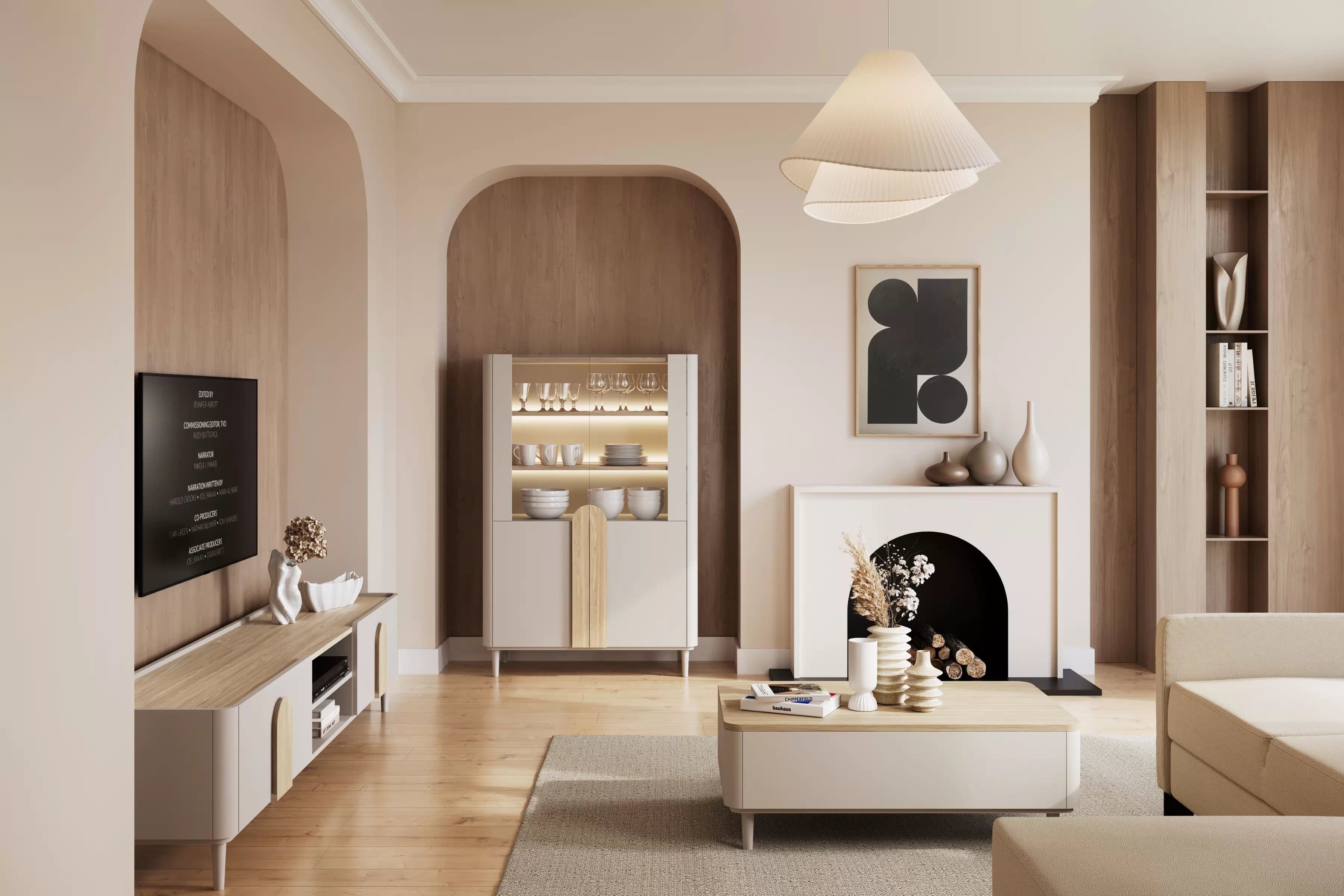 TV stolík Amilio 220 cm na nožičkách - kašmírová / dub olejovaný / dub svetlý TV skrinka Amilio 220 cm z szuflada na nôžkach - kašmír / Dub olejowany / úchyty Svetlý dub