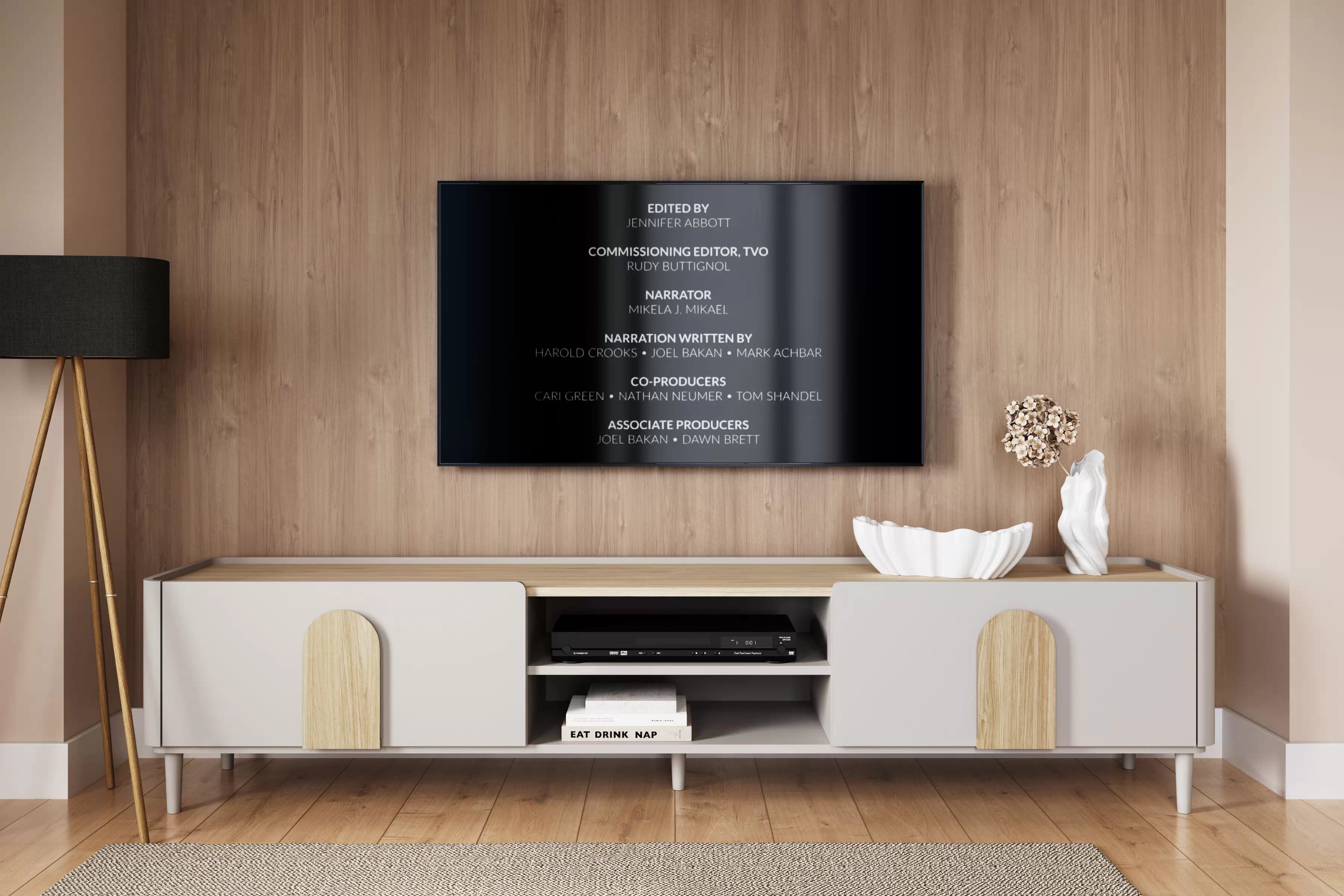 TV stolík Amilio 220 cm na nožičkách - kašmírová / dub olejovaný / dub svetlý TV skrinka Amilio 220 cm z szuflada na nôžkach - kašmír / Dub olejowany / úchyty Svetlý dub