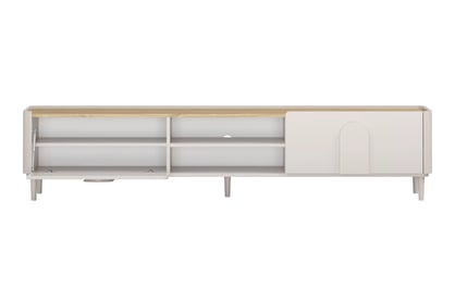 TV stolek Amilio 220 cm se zásuvkou - kašmír / dub olejovaný / úchyty kašmír skříňka RTV Amilio 220 cm z szuflada na nožkách - kašmír / dub olejowany / Úchytky kašmír