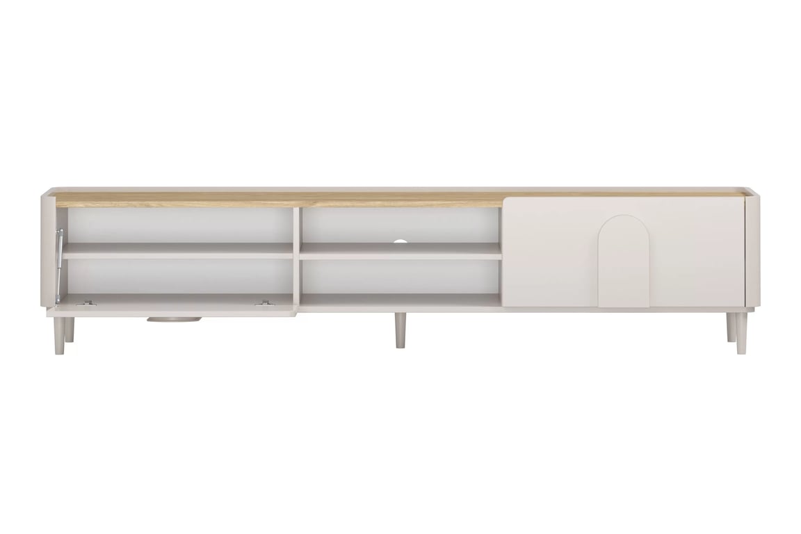TV stolek Amilio 220 cm se zásuvkou - kašmír / dub olejovaný / úchyty kašmír skříňka RTV Amilio 220 cm z szuflada na nožkách - kašmír / dub olejowany / Úchytky kašmír