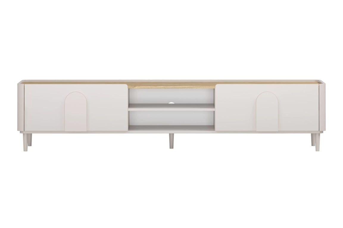 TV stolek Amilio 220 cm se zásuvkou - kašmír / dub olejovaný / úchyty kašmír skříňka RTV Amilio 220 cm z szuflada na nožkách - kašmír / dub olejowany / Úchytky kašmír