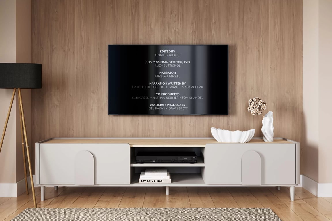 TV stolek Amilio 220 cm se zásuvkou - kašmír / dub olejovaný / úchyty kašmír skříňka RTV Amilio 220 cm z szuflada na nožkách - kašmír / dub olejowany / Úchytky kašmír