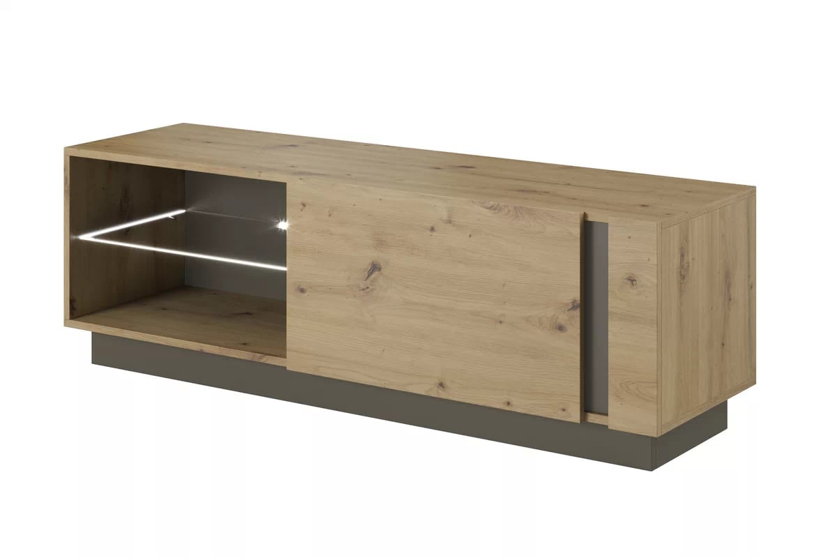 TV skrinka Arcano z uchylnym frontem 138 cm - Dub artisan/šedý grafit - Koncovka Série TV skrinka Arcano z uchylnym frontem 138 cm - Dub artisan/šedý grafit