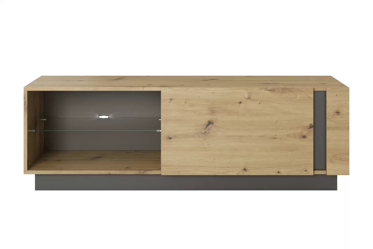 TV skrinka Arcano z uchylnym frontem 138 cm - Dub artisan/šedý grafit - Koncovka Série TV skrinka Arcano z uchylnym frontem 138 cm - Dub artisan/šedý grafit