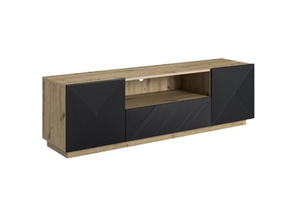 Moderní RTV skříňka Asha 167 cm s zásuvkou a nikou - artisan / černá matná