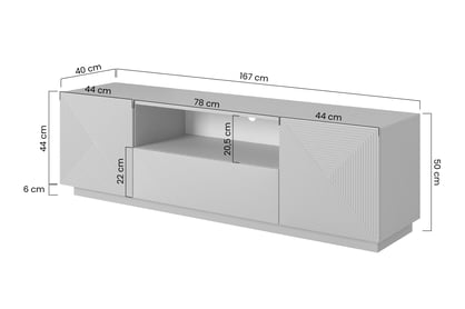TV stolek Asha 167 cm se zásuvkou a otevřenou policí - černý mat skříňka RTV Asha 167 cm z szuflada i wneka - černá mat