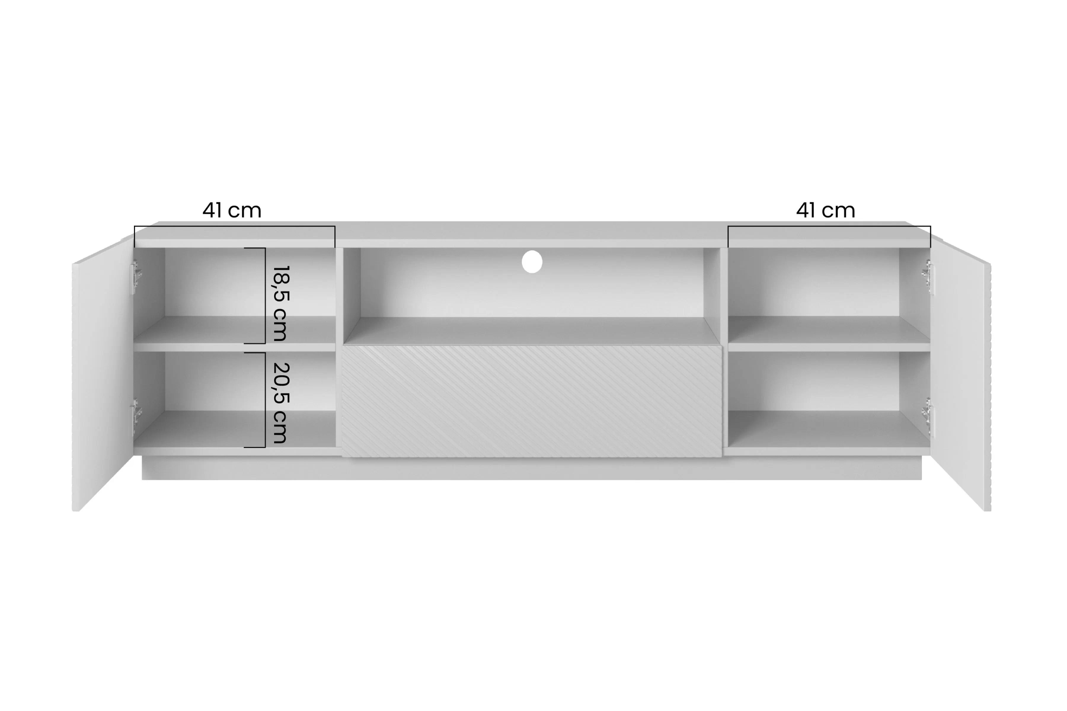RTV skrinka Asha 167 cm so zásuvkou a výklenkom - kašmír TV skrinka Asha 167 cm z szuflada i wneka - kašmír