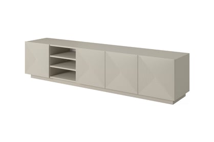 TV stolek Asha 200 cm s rýhovanými dvířky a výklenkem - kašmír