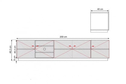 TV stolek Asha 200 cm 5dveřový s rýhovaným čelem - dub artisan / černý mat skříňka RTV Asha 200 cm pieciodrzwiowa s frézovanou přední částí - artisan / černá mat