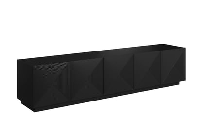 TV stolík Asha 200 cm na sokli - čierny mat