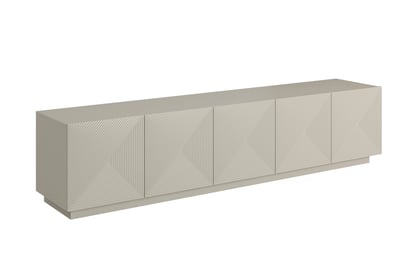 Moderní TV skříňka Asha 200 cm s pětidveřovým rýhovaným čelem - kašmír