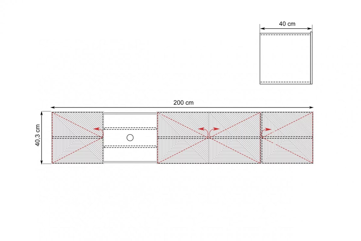 Závěsný TV stolek Asha 200 cm s rýhovanými dvířky a výklenkem - dub artisan / černý mat skříňka RTV Asha 200 cm závěsná s frézovanou přední částí i wneka - artisan / černá mat