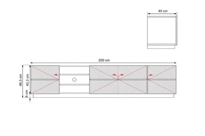 TV stolek Asha 200 cm s rýhovaným čelem a výklenkem - dub artisan / černý mat skříňka RTV Asha s frézovanou přední částí i wneka 200 cm - artisan / černá mat