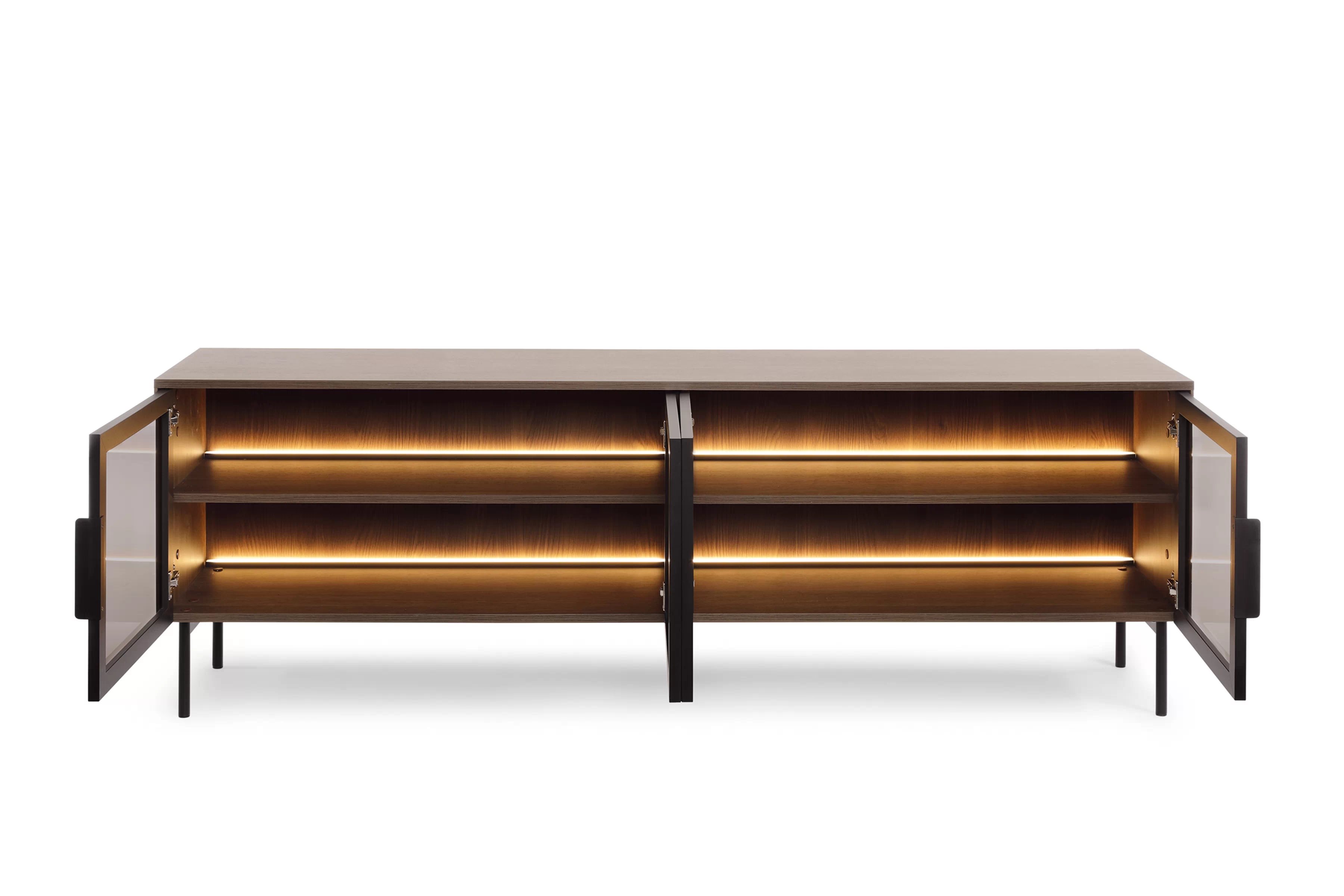 TV skrinka Auri 181 cm s osvetlením - Dub dunin / Čierny TV skrinka Auri 181 cm s osvetlením - Dub dunin / Čierny