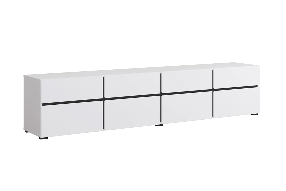 Dulap TV Cross 225 cm cu sertare - alb / negru | Mobilier Bogart