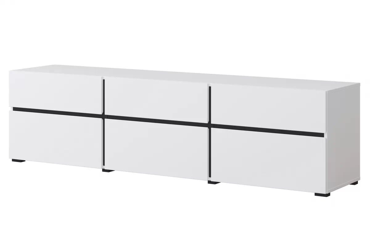 TV skrinka Cross 180 cm s 3 zásuvkami - biela / čierna TV skrinka Cross 41 so zásuvkami 180 cm - biela / čierny