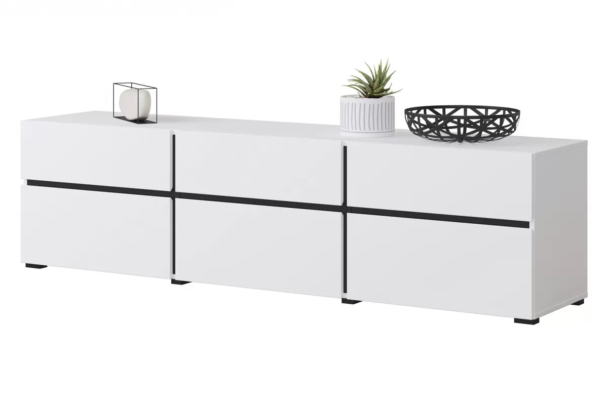 TV skrinka Cross 180 cm s 3 zásuvkami - biela / čierna TV skrinka Cross 41 so zásuvkami 180 cm - biela / čierny