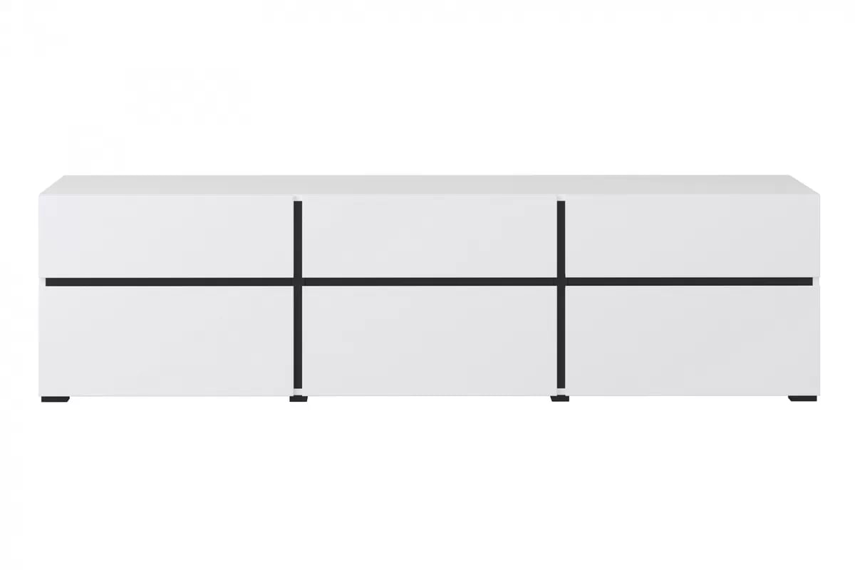 TV skrinka Cross 180 cm s 3 zásuvkami - biela / čierna TV skrinka Cross 41 so zásuvkami 180 cm - biela / čierny
