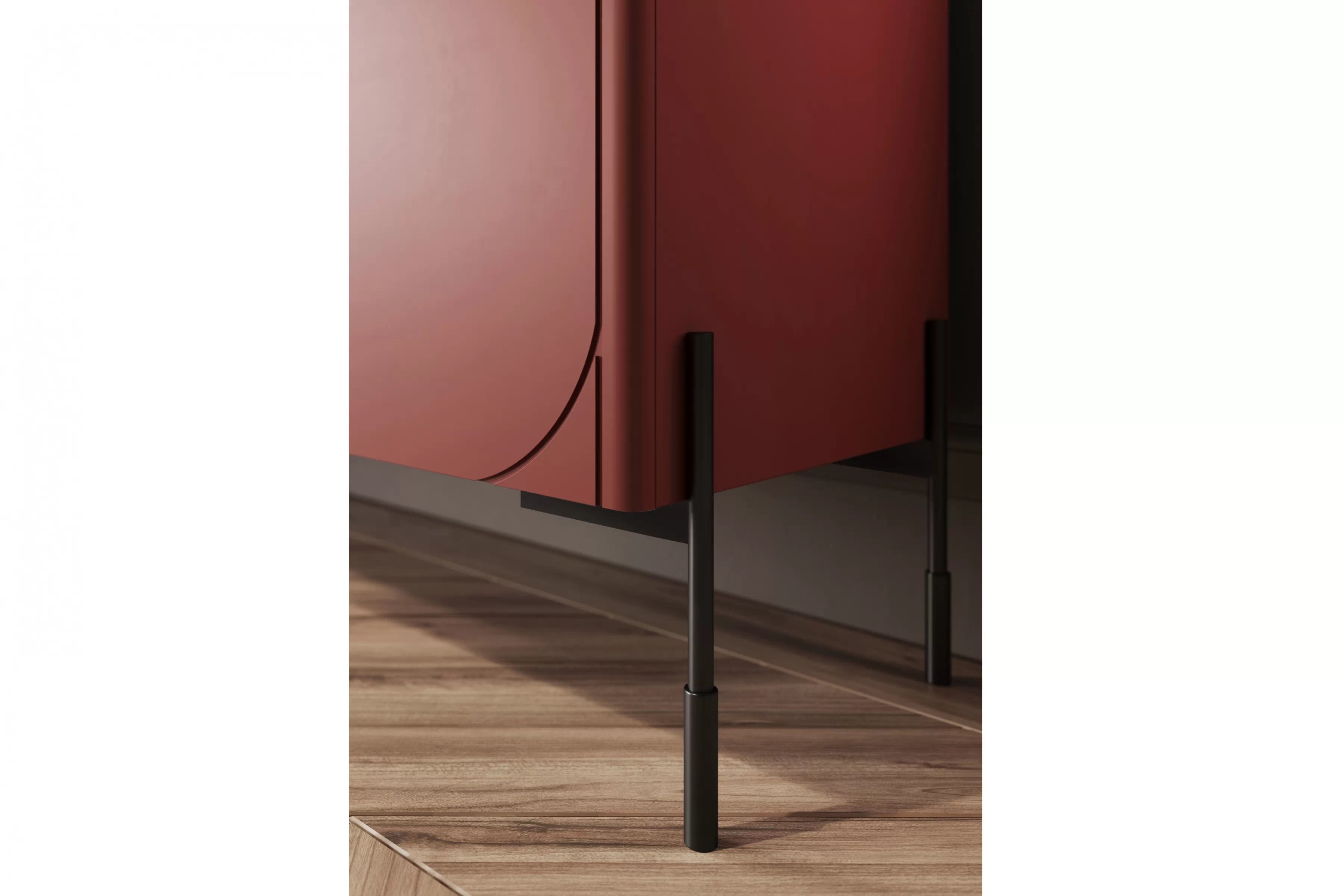 TV skrinka štvordverová Sonatia na kovových nohách 200 cm - bordová TV skrinka na nôžkach