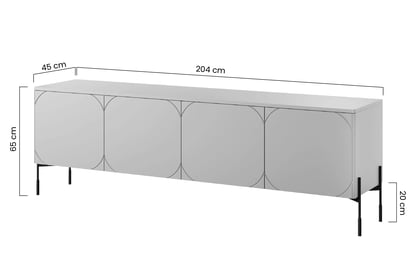 TV stolík Sonatia 200 cm - burgundová TV skrinka štvordverová Sonatia na kovových nohách 200 cm - burgund