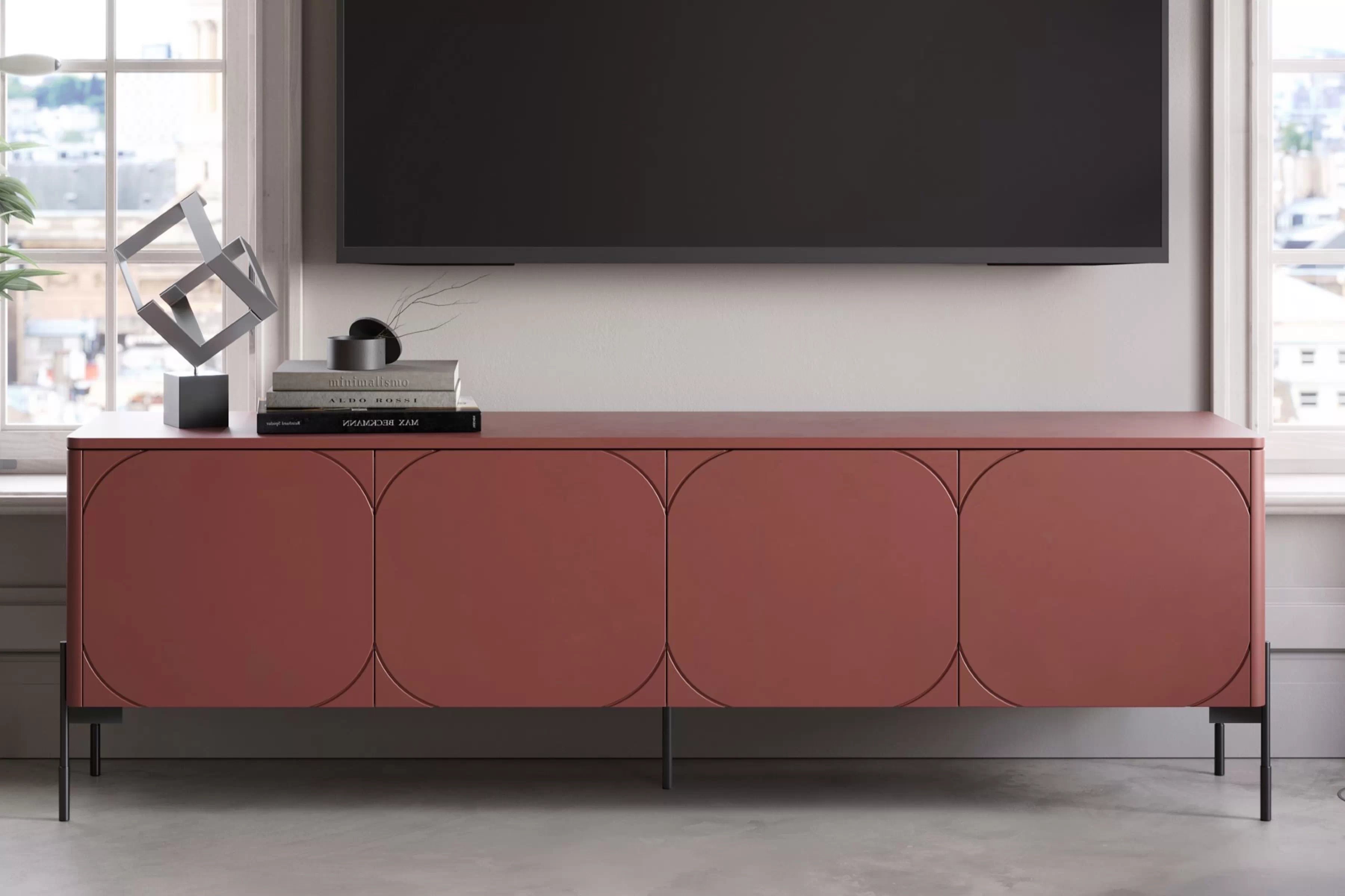 TV skrinka štvordverová Sonatia na kovových nohách 200 cm - bordová TV skrinka štvordverová Sonatia na kovových nohách 200 cm - burgund