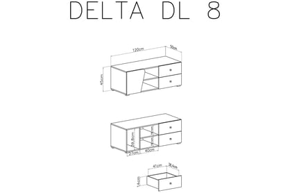 Dulap TV Ciljo 120 cm cu sertare - stejar / antracit Skříňka RTV Delta DL8 - Dub / antracit