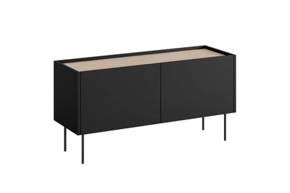 TV stolek Desin 120 cm s kovovými nohami - černý mat / dub nagano