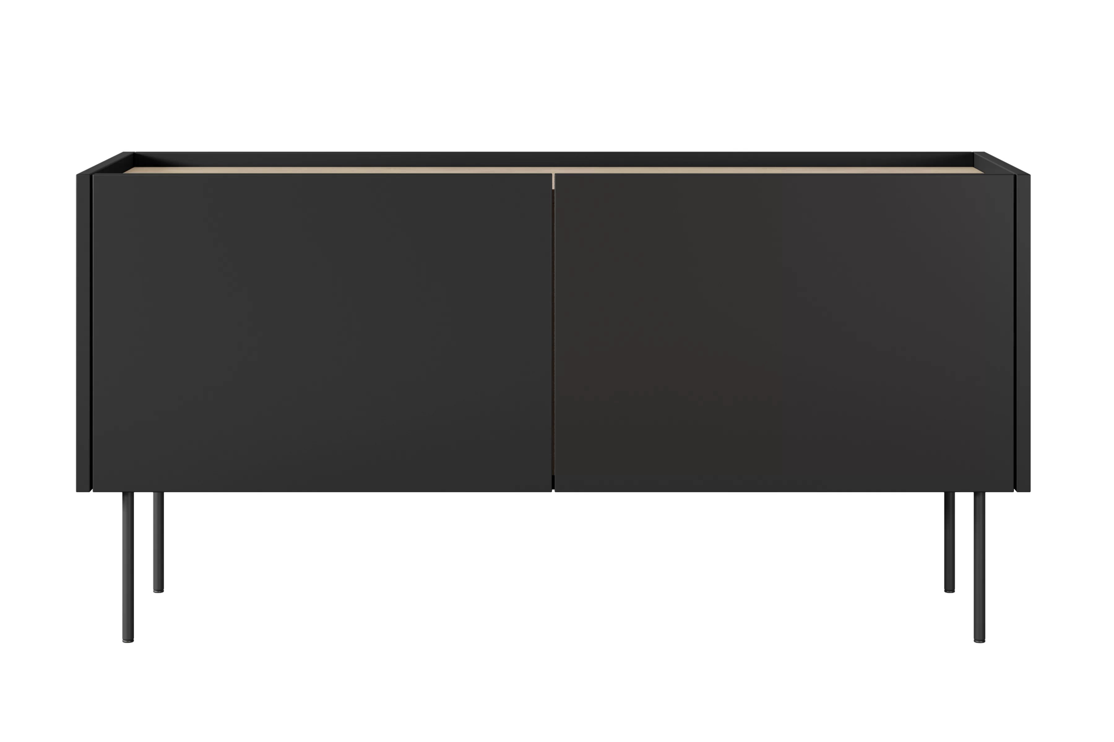 TV stolík Desin 120 cm s kovovými nohami - čierny mat / dub nagano TV skrinka Desin 120 cm z metalowymi nogami - Čierny mat / Dub nagano