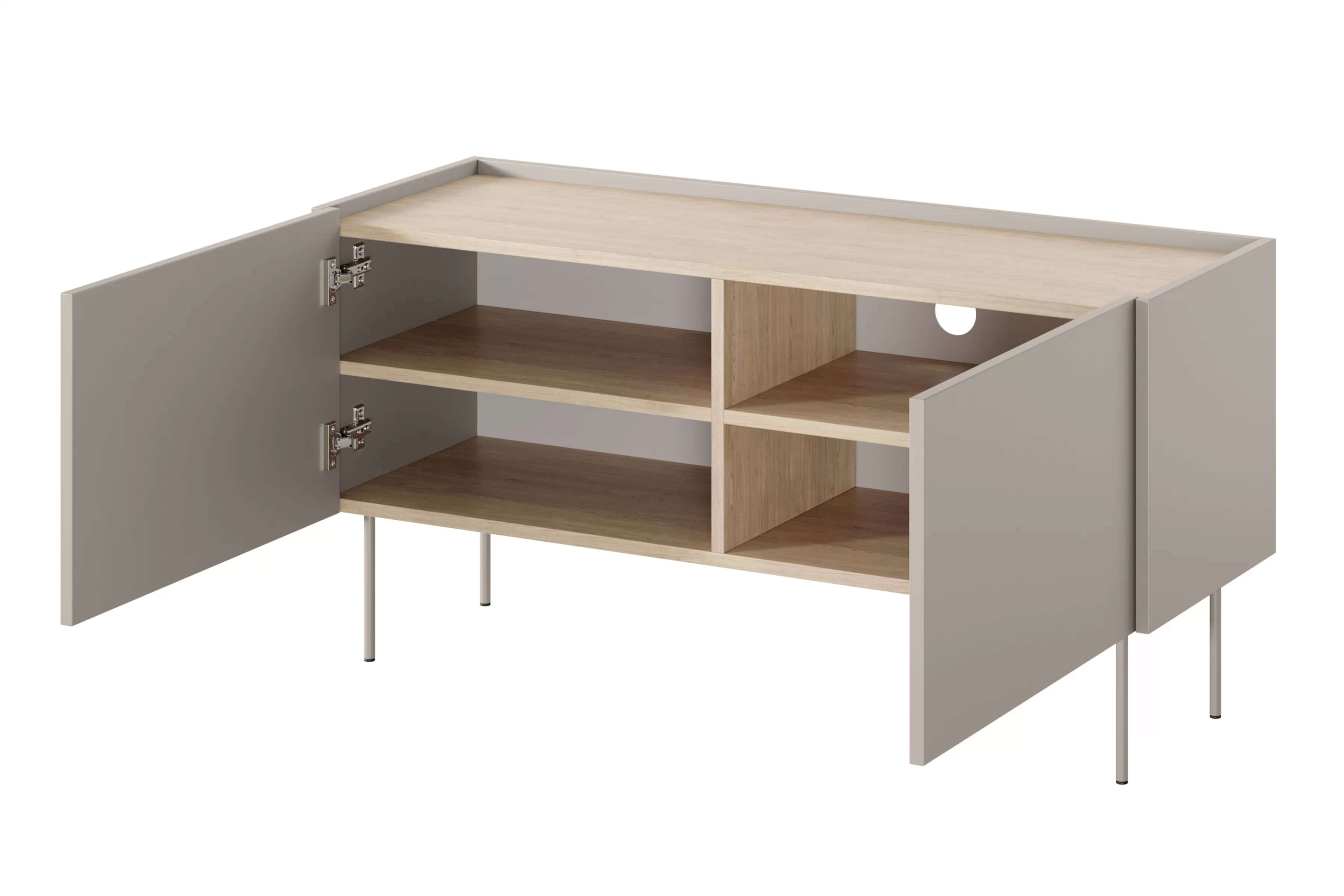 TV skrinka Desin 120 cm s kovovými nohami - kašmír / dub nagano TV skrinka Desin 120 cm z metalowymi nogami - kašmír / Dub nagano