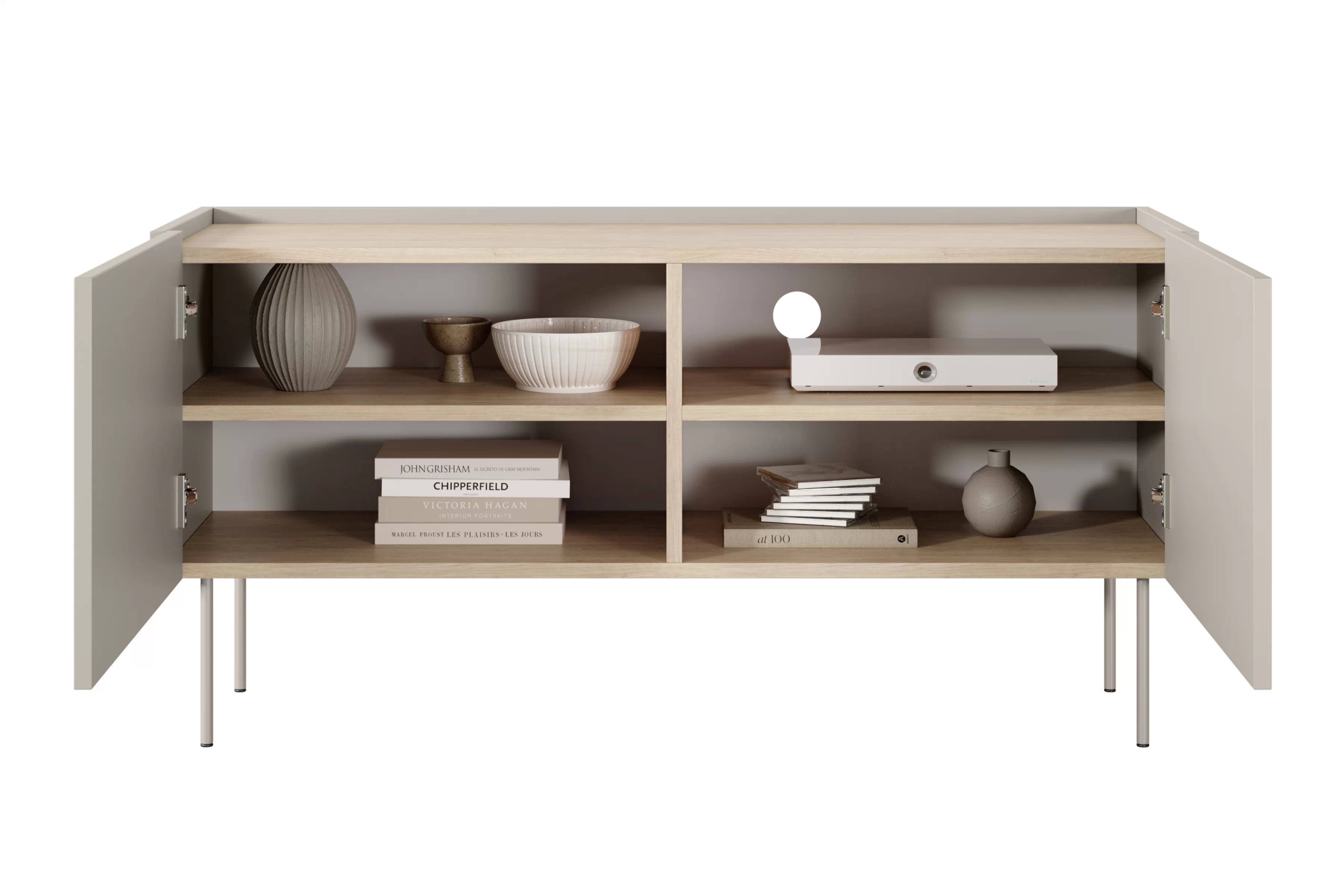 TV skrinka Desin 120 cm s kovovými nohami - kašmír / dub nagano TV skrinka Desin 120 cm z metalowymi nogami - kašmír / Dub nagano