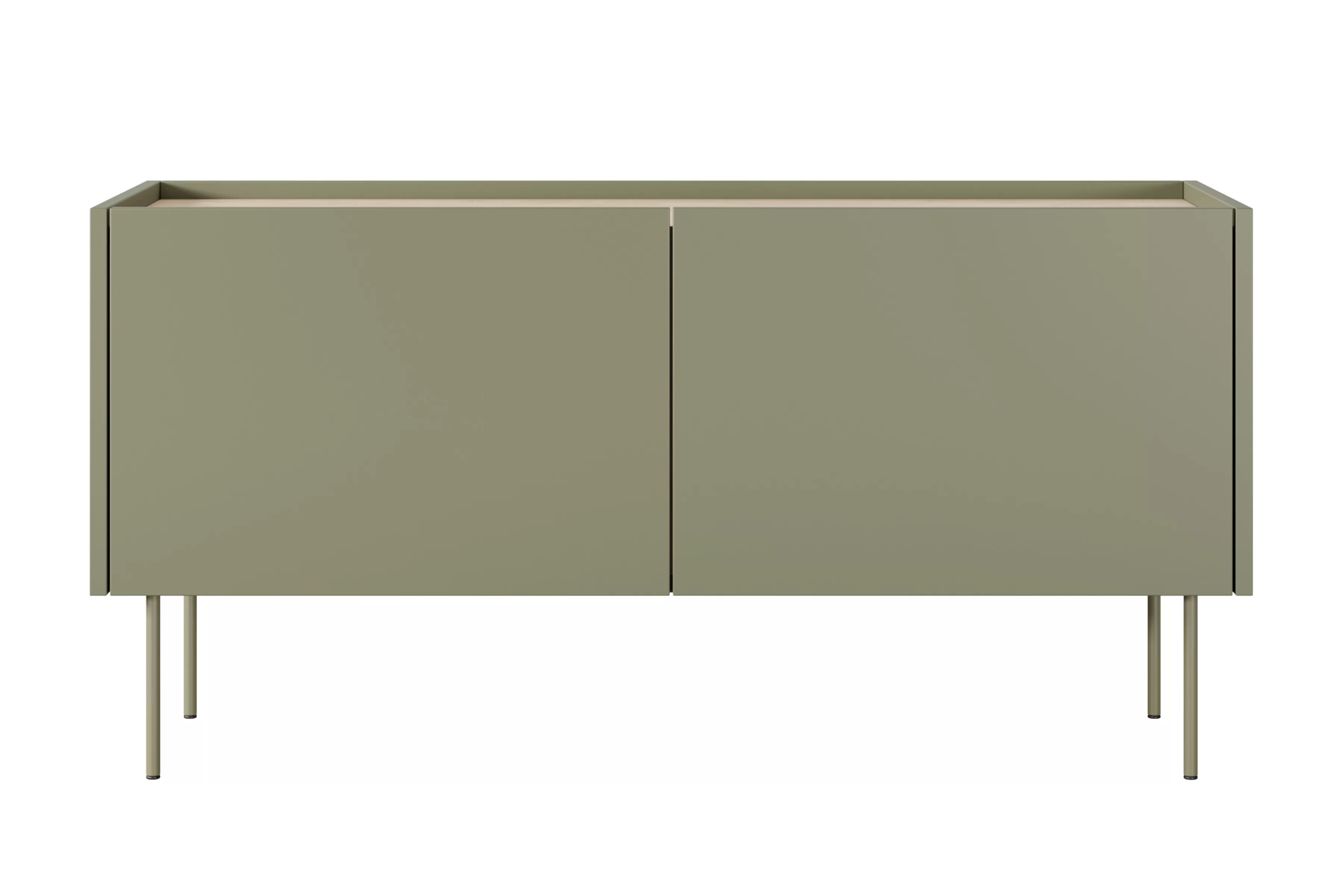 TV stolek Desin 120 cm s kovovými nohami - olivová / dub nagano skříňka RTV Desin 120 cm z metalowymi nogami - olivová / dub nagano