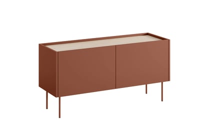TV stolek Desin 120 cm se skrytou zásuvkou - ceramic red / dub nagano