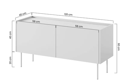 TV stolek Desin 120 cm se skrytou zásuvkou - černý mat / dub nagano skříňka RTV Desin 120 cm z ukryta szuflada i metalowymi nogami - černá mat / dub nagano