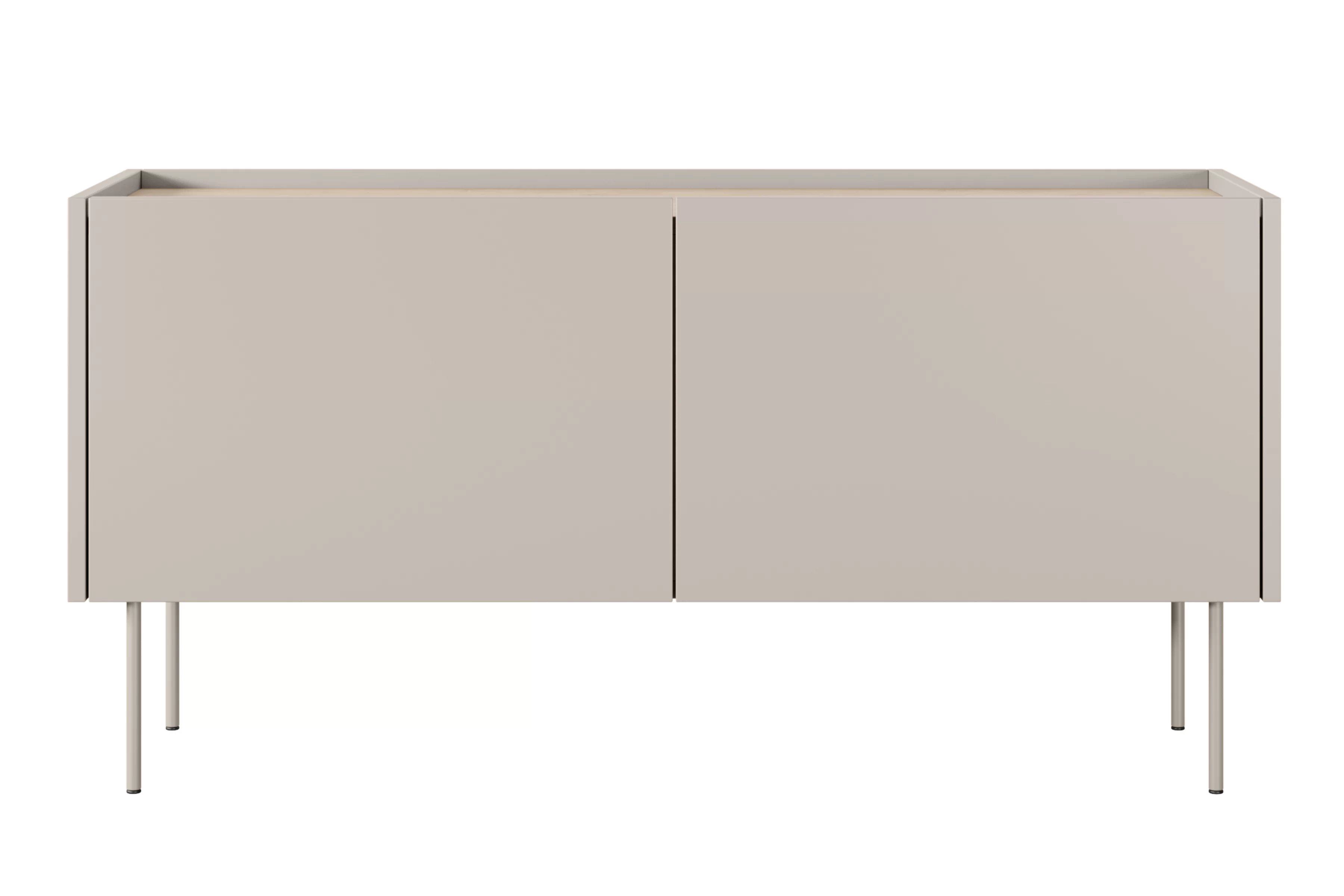 TV stolík Desin 120 cm s ukrytou zásuvkou - kašmírová / dub nagano TV skrinka Desin 120 cm z ukryta szuflada i metalowymi nogami - kašmír / Dub nagano