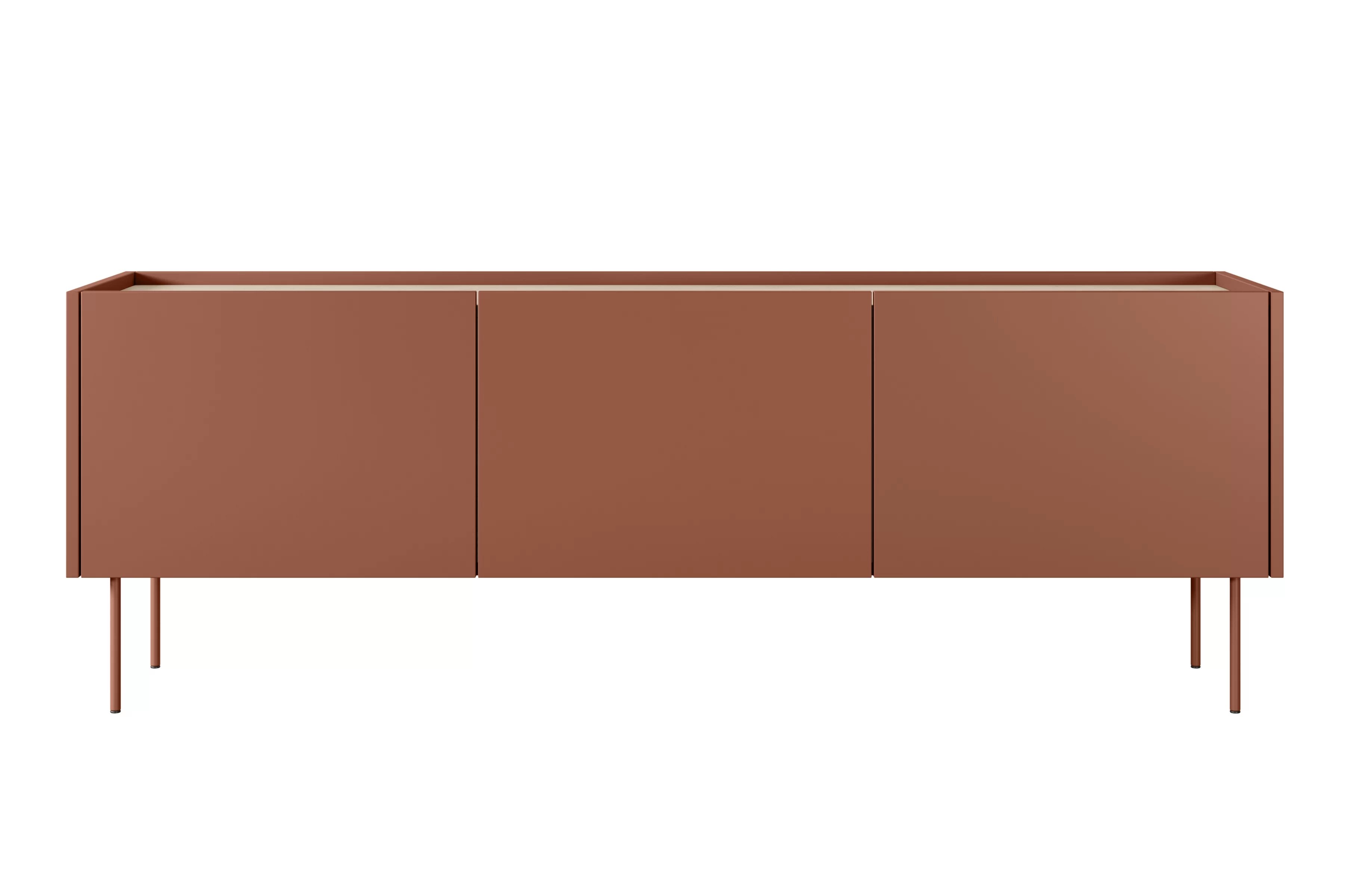 TV stolek Desin 170 cm se dvěma skrytými zásuvkami - ceramic red / dub nagano skříňka RTV Desin 170 cm z 2 ukrytymi zásuvkami - ceramic red / dub nagano