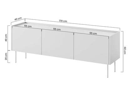 Desin 170 cm háromajtós TV-szekrény - kerámia vörös / nagano-tölgy TV-szekrény Desin 170 cm z metalowymi nogami - kerámia vörös / dab nagano