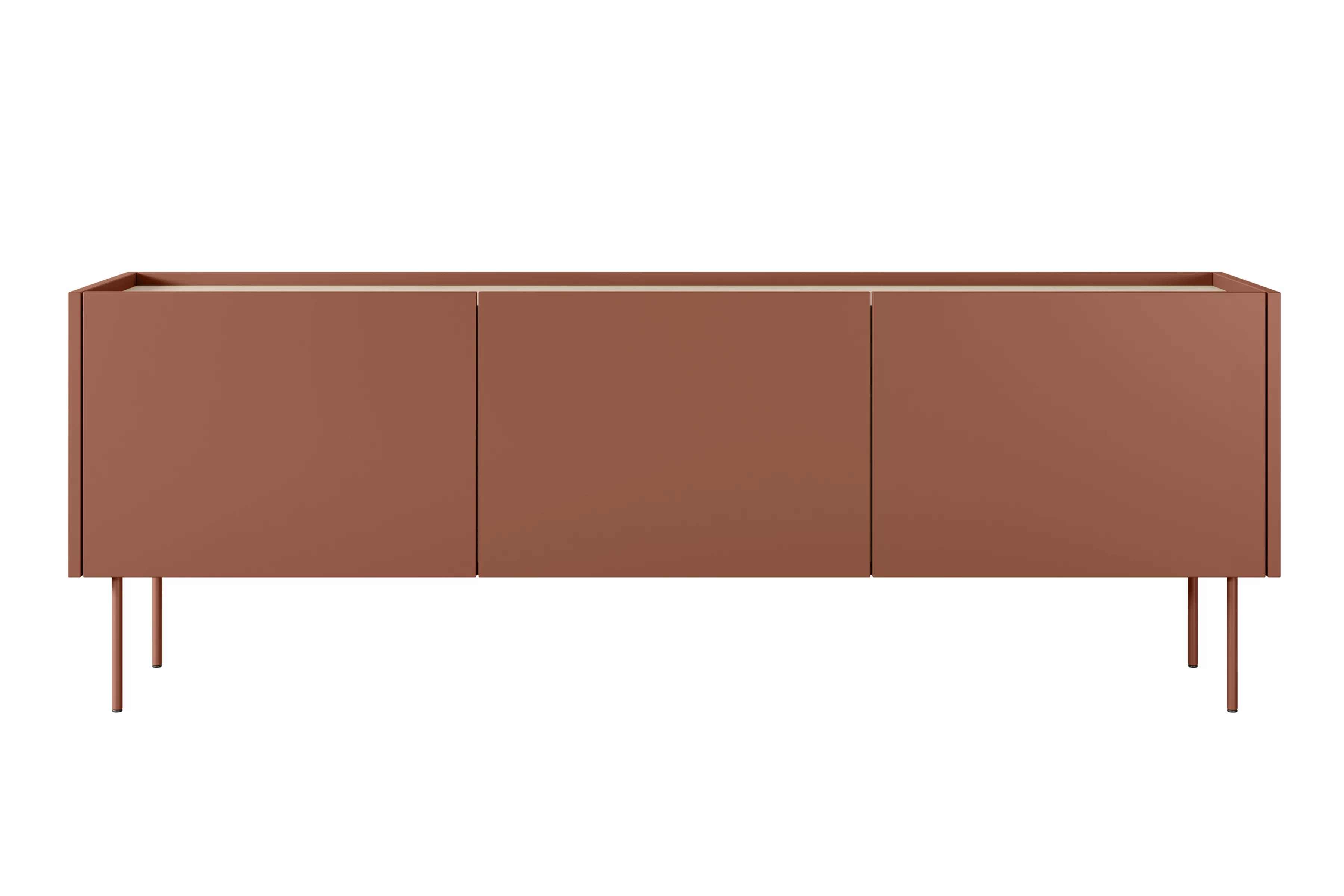 TV skrinka Desin 170 cm s kovovými nohami - keramická červená / dub nagano TV skrinka Desin 170 cm z metalowymi nogami - ceramic red / Dub nagano